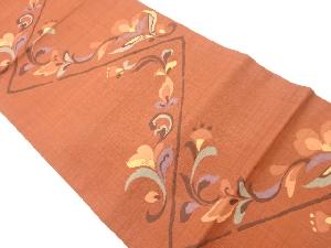 花唐草模様織出し名古屋帯（松葉仕立て）